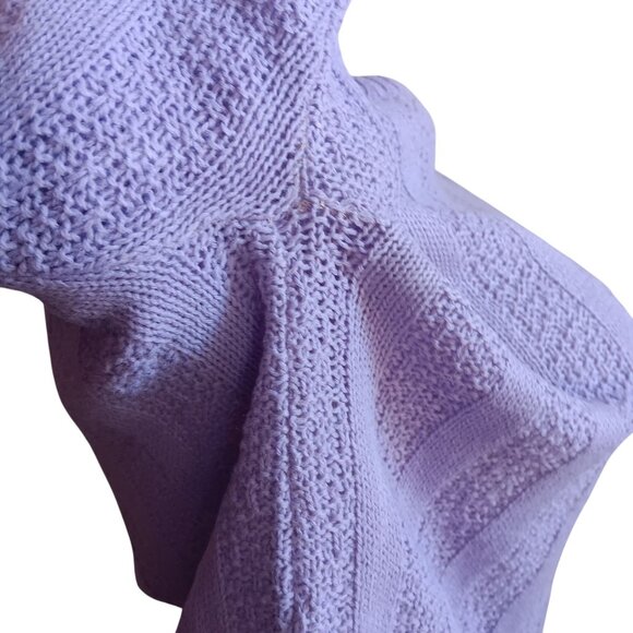 Vintage Women's Sweater Medium 1970's Lilac Short Sleeve Knitted T-shirt Purple - Picture 5 of 6